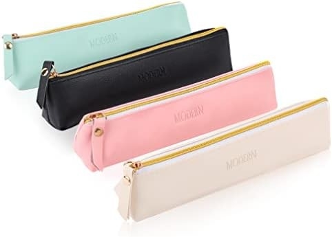ISuperb 4 Pcs Small Pencil Case PU Leather Pencil Bag Waterproof Organizer Storage Bag Cosmetic Zipper Bag Per Donne