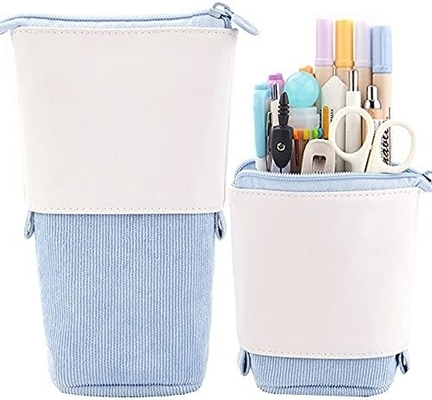 Telescopic Pencil Bag Pen Holder Case per carta, PU Corduroy Stand-up Retractable Transformer Bag Organizzatore colorato,
