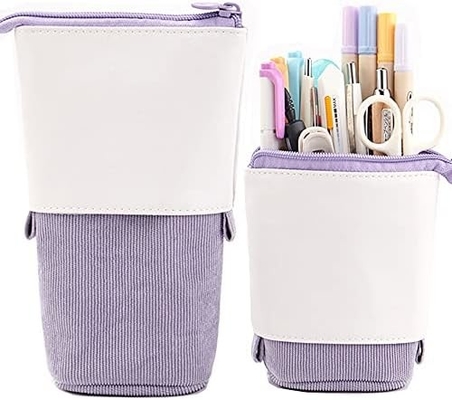 Telescopic Pencil Bag Pen Holder Case per carta, PU Corduroy Stand-up Retractable Transformer Bag Organizzatore colorato,