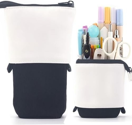 Telescopic Pencil Bag Pen Holder Case per carta, PU Corduroy Stand-up Retractable Transformer Bag Organizzatore colorato,
