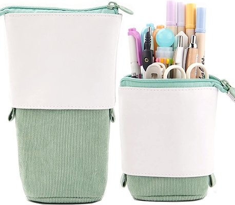 Telescopic Pencil Bag Pen Holder Case per carta, PU Corduroy Stand-up Retractable Transformer Bag Organizzatore colorato,