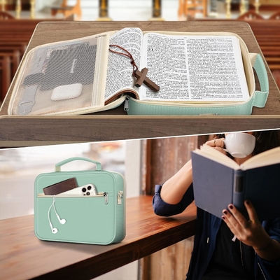 FINPAC Grande copertina della Bibbia con cintura a spalla, custodia per il libro da portare sacchetto per la chiesa Protezione della Bibbia con penna