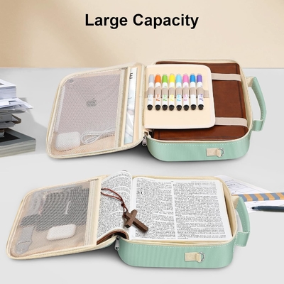 FINPAC Grande copertina della Bibbia con cintura a spalla, custodia per il libro da portare sacchetto per la chiesa Protezione della Bibbia con penna