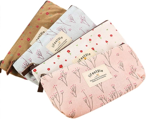 Cassa a matita, Cute Florale Fiore tela Cerniera Casse a matita Fabric Lovely Fiore Albero Sacchetti di matita 4 Pcs
