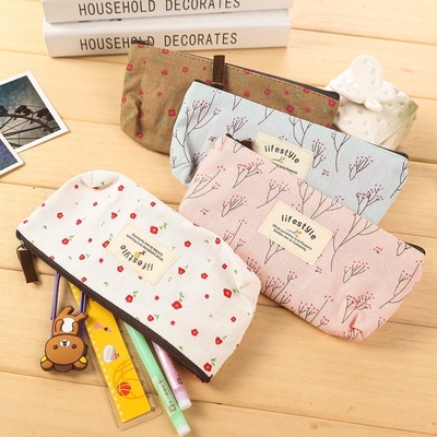 Cassa a matita, Cute Florale Fiore tela Cerniera Casse a matita Fabric Lovely Fiore Albero Sacchetti di matita 4 Pcs