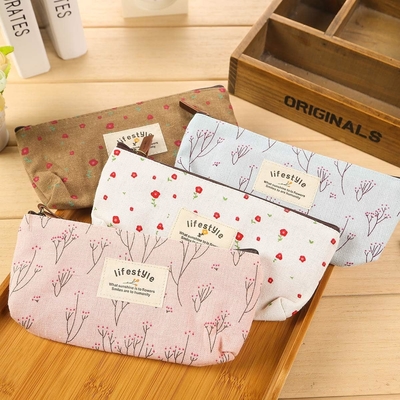 Cassa a matita, Cute Florale Fiore tela Cerniera Casse a matita Fabric Lovely Fiore Albero Sacchetti di matita 4 Pcs