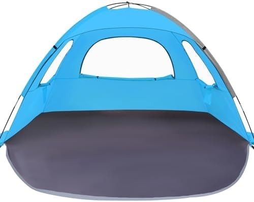 WhiteFang Beach Tent Anti-UV Rifugio portabile per 3/4/6 persone, pavimento estensibile con 3 reti di ventilazione