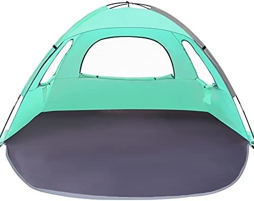 WhiteFang Beach Tent Anti-UV Rifugio portabile per 3/4/6 persone, pavimento estensibile con 3 reti di ventilazione