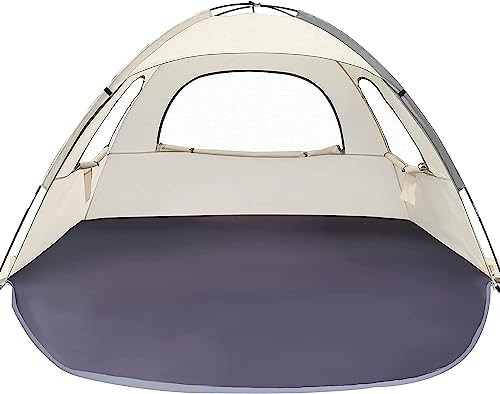 WhiteFang Beach Tent Anti-UV Rifugio portabile per 3/4/6 persone, pavimento estensibile con 3 reti di ventilazione