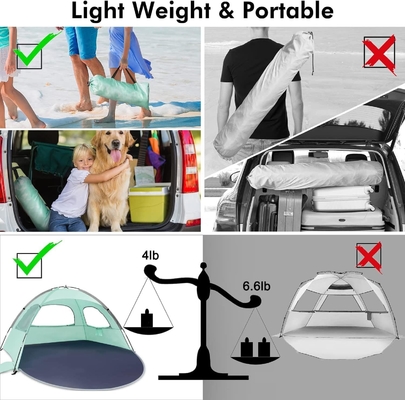 WhiteFang Beach Tent Anti-UV Rifugio portabile per 3/4/6 persone, pavimento estensibile con 3 reti di ventilazione