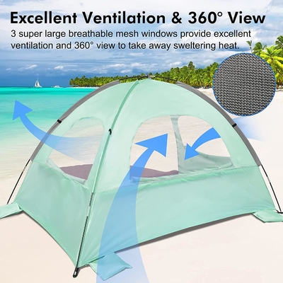 WhiteFang Beach Tent Anti-UV Rifugio portabile per 3/4/6 persone, pavimento estensibile con 3 reti di ventilazione