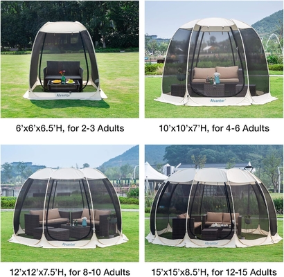 Alvantor Screen House Camera da campeggio Tenda all'aperto Canopy Pop Up Sun Shade Rifugio Esagonale Mellare Pareti Non impermeabili 6'x6'