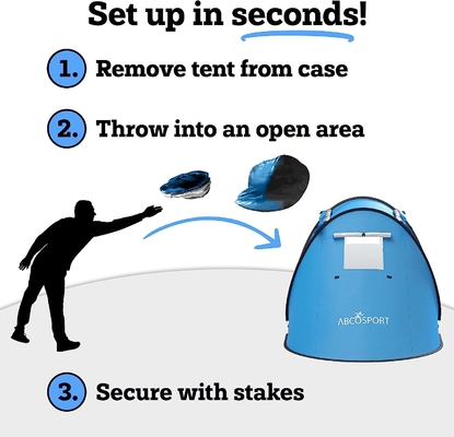 Abco Pop Up Tent per 2 persone - Cabana portatile con 2 porte, resistente all'acqua e protezione UV, borsa da trasporto - Sky Blue