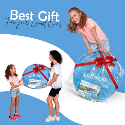 Abco Pop Up Tent per 2 persone - Cabana portatile con 2 porte, resistente all'acqua e protezione UV, borsa da trasporto - Sky Blue