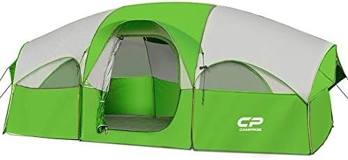 CAMPROS CP Tenda per 8 persone Tende da campeggio Tenda per famiglie resistente alle intemperie 5 Finestre a maglia grande, doppio strato, diviso