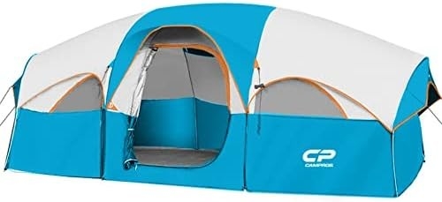 CAMPROS CP Tenda per 8 persone Tende da campeggio Tenda per famiglie resistente alle intemperie 5 Finestre a maglia grande, doppio strato, diviso
