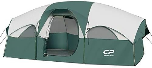 CAMPROS CP Tenda per 8 persone Tende da campeggio Tenda per famiglie resistente alle intemperie 5 Finestre a maglia grande, doppio strato, diviso