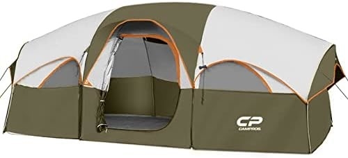 CAMPROS CP Tenda per 8 persone Tende da campeggio Tenda per famiglie resistente alle intemperie 5 Finestre a maglia grande, doppio strato, diviso