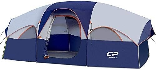 CAMPROS CP Tenda per 8 persone Tende da campeggio Tenda per famiglie resistente alle intemperie 5 Finestre a maglia grande, doppio strato, diviso