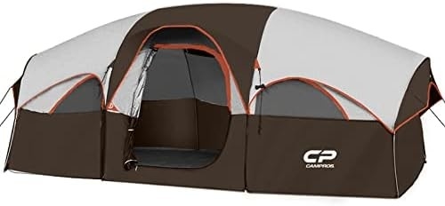 CAMPROS CP Tenda per 8 persone Tende da campeggio Tenda per famiglie resistente alle intemperie 5 Finestre a maglia grande, doppio strato, diviso
