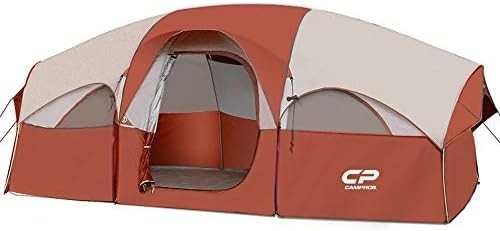 CAMPROS CP Tenda per 8 persone Tende da campeggio Tenda per famiglie resistente alle intemperie 5 Finestre a maglia grande, doppio strato, diviso