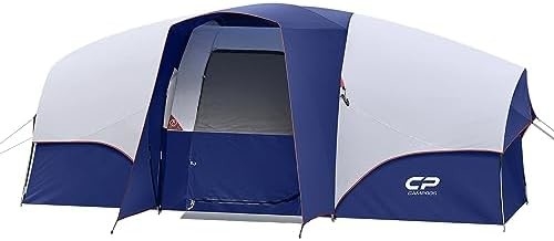 CAMPROS CP Tenda per 8 persone Tende da campeggio Tenda per famiglie resistente alle intemperie 5 Finestre a maglia grande, doppio strato, diviso