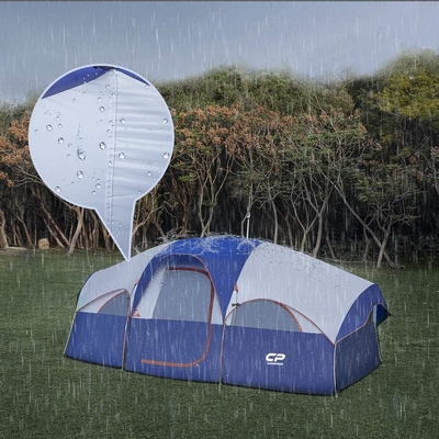 CAMPROS CP Tenda per 8 persone Tende da campeggio Tenda per famiglie resistente alle intemperie 5 Finestre a maglia grande, doppio strato, diviso
