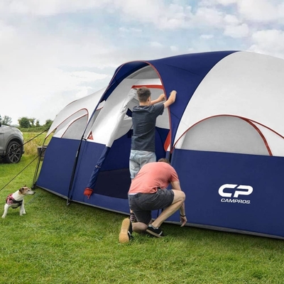 CAMPROS CP Tenda per 8 persone Tende da campeggio Tenda per famiglie resistente alle intemperie 5 Finestre a maglia grande, doppio strato, diviso
