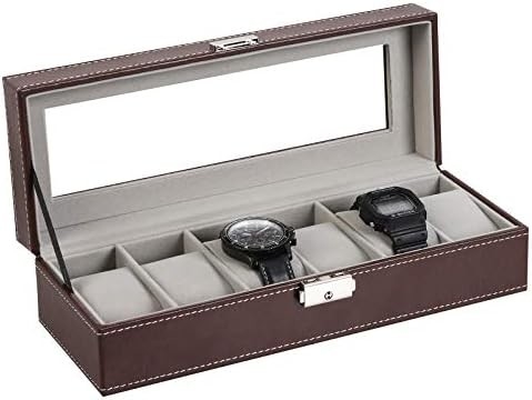NEX 6 slot Watch Box Organizer per uomini, Black Watch Holder Stand Display Case di stoccaggio