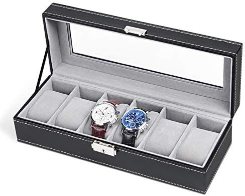 NEX 6 slot Watch Box Organizer per uomini, Black Watch Holder Stand Display Case di stoccaggio