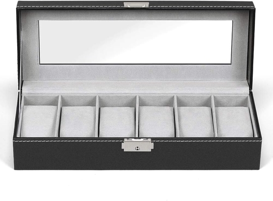 NEX 6 slot Watch Box Organizer per uomini, Black Watch Holder Stand Display Case di stoccaggio