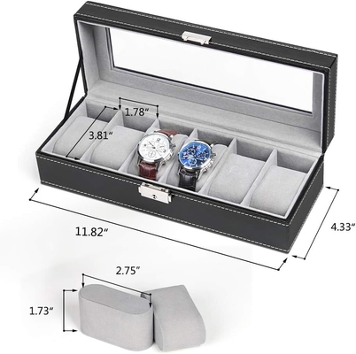 NEX 6 slot Watch Box Organizer per uomini, Black Watch Holder Stand Display Case di stoccaggio