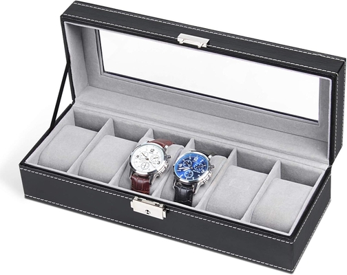 NEX 6 slot Watch Box Organizer per uomini, Black Watch Holder Stand Display Case di stoccaggio