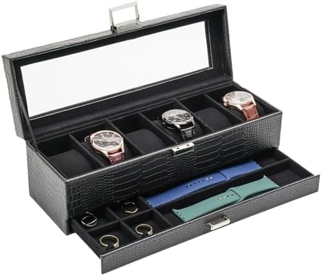 ProCase Watch Box Organizer per uomini, 6 slot Watch Display Case con cassetto, regalo per il giorno del padre uomo Watch Holder Watch