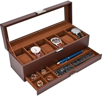ProCase Watch Box Organizer per uomini, 6 slot Watch Display Case con cassetto, regalo per il giorno del padre uomo Watch Holder Watch
