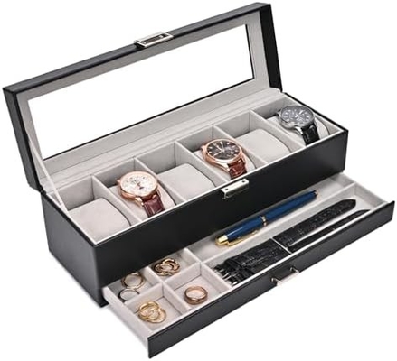 ProCase Watch Box Organizer per uomini, 6 slot Watch Display Case con cassetto, regalo per il giorno del padre uomo Watch Holder Watch