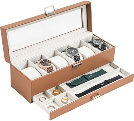 ProCase Watch Box Organizer per uomini, 6 slot Watch Display Case con cassetto, regalo per il giorno del padre uomo Watch Holder Watch