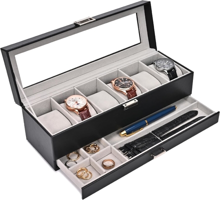 ProCase Watch Box Organizer per uomini, 6 slot Watch Display Case con cassetto, regalo per il giorno del padre uomo Watch Holder Watch