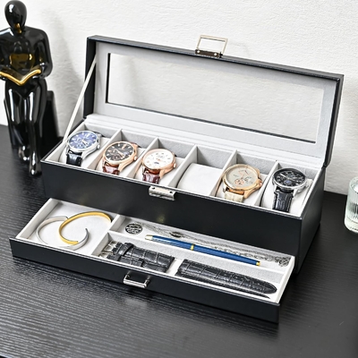 ProCase Watch Box Organizer per uomini, 6 slot Watch Display Case con cassetto, regalo per il giorno del padre uomo Watch Holder Watch