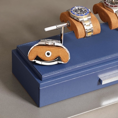 ROTHWELL Luxury Watch Display Case per 4 orologi ️ Scatola per orologi in pelle con rivestimento acrilico e scivolo rimovibile nei cuscini