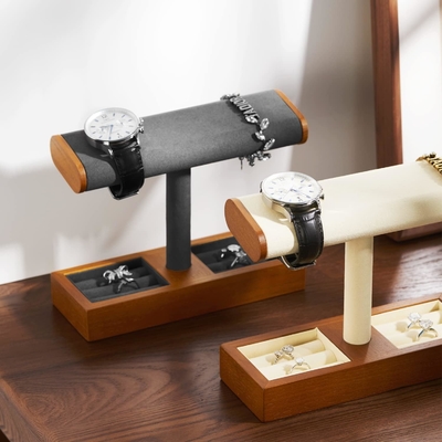 Display in legno massello Stand T-bar Watch Stand Gioielleria portaorologio portaorologio Case per uomini Organizzatore portaorologio per uomini