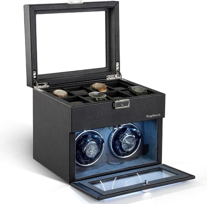 Casella automatica per orologi doppi con 8 caselle di stoccaggio extra, casella automatica per orologi doppi con organizzatore di gioielli,