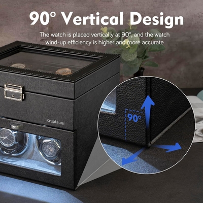 Casella automatica per orologi doppi con 8 caselle di stoccaggio extra, casella automatica per orologi doppi con organizzatore di gioielli,