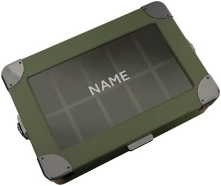 CASE ELEGANCE Military 10 Slot Watch Box Case Organizer per Uomini, vera top di vetro, modulare valet tray,