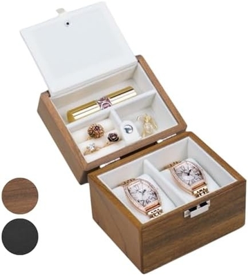 Casella per orologi, custodia da viaggio per uomini, organizzatore per orologi in legno e portagioielli per donna, protezione portatile a 2 slot