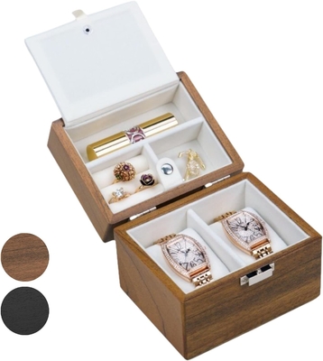 Casella per orologi, custodia da viaggio per uomini, organizzatore per orologi in legno e portagioielli per donna, protezione portatile a 2 slot