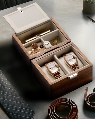 Casella per orologi, custodia da viaggio per uomini, organizzatore per orologi in legno e portagioielli per donna, protezione portatile a 2 slot