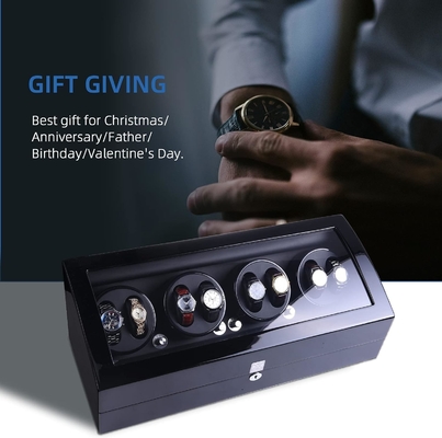 Orologio giratore, XTELARY Luxury 4 Motor Quad Orologio giratori per orologi automatici Cassaforte &amp; Display Box in legno 8 + 9 Conservatorio