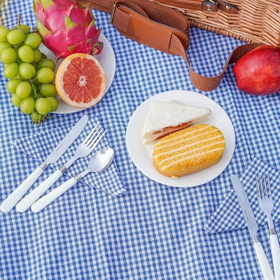 Cesto da picnic di vucca con coperchio e maniglia corpo tessuto robusto con rivestimento lavabile per Pasqua, festa della mamma, campeggio all'aperto