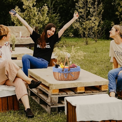 G GOOD GAIN Cestino da picnic di vucca con maniglie pieghevoli doppie, cesto da picnic Willow, cesto di Pasqua tessuto a mano naturale,